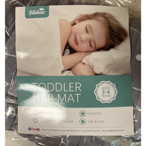 Biloban Toddler Nap Mat with Removable Pillow Arrowhead Gray New - Picture 2 of 4